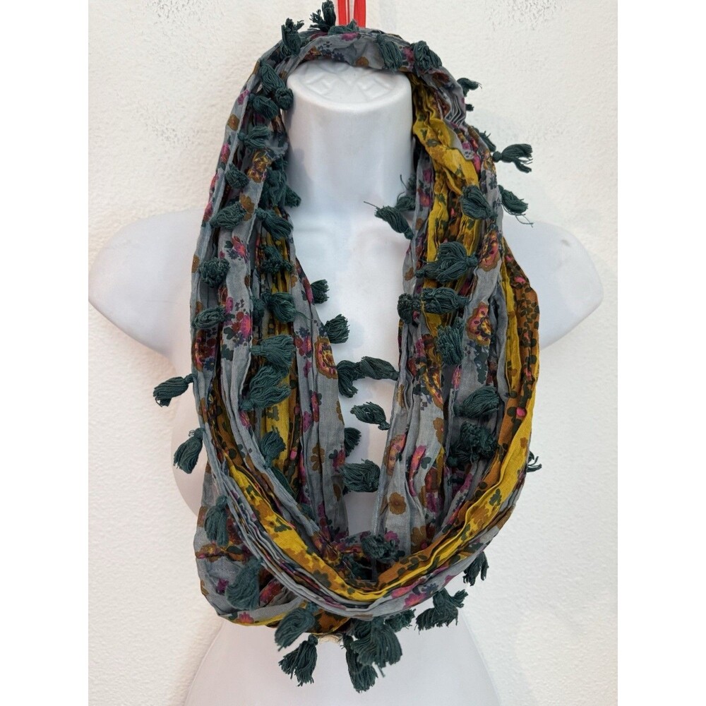 Women’s Scarf Floral Print Infinity Lightweight Boho Hippie Patchwork Tassles